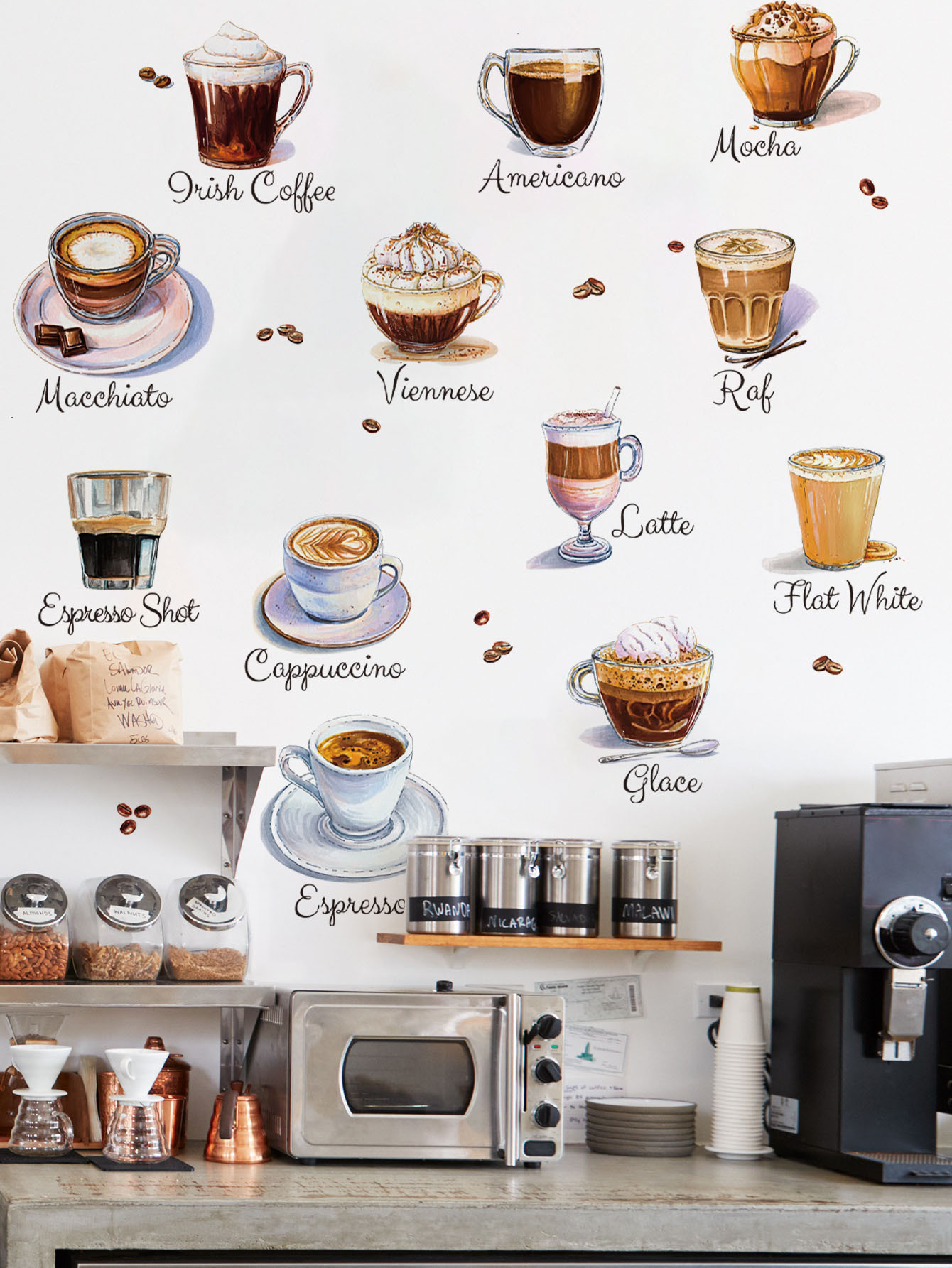 Pvc Panel Background - Coffee Cup Wall Stickers Self Adhesive