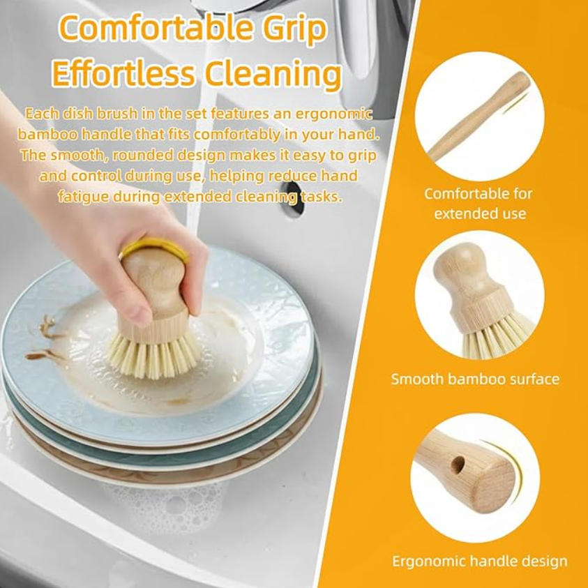 6 PCS Bamboo Dish Brush Set -  - Substrate Coconut Fiber recension och pris